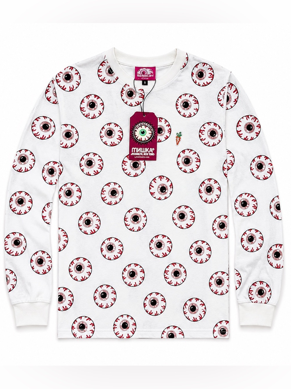 Mishka Keep Watch Eyeball Print Long Sleeve T Shirt Size S NWT